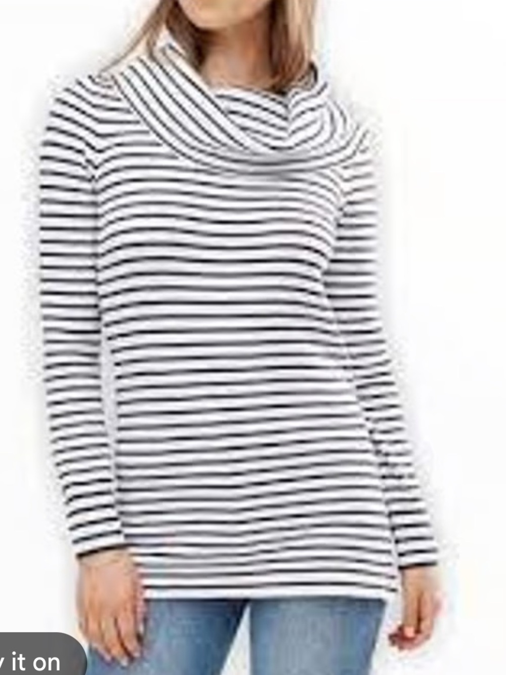 French Connection Striped Cowl Neck Sweater - Beige & Black